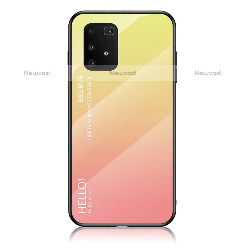 Silicone Frame Mirror Rainbow Gradient Case Cover LS1 for Samsung Galaxy A91 Yellow