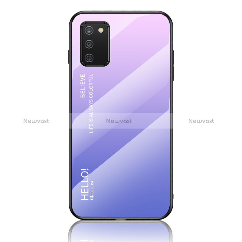 Silicone Frame Mirror Rainbow Gradient Case Cover LS1 for Samsung Galaxy F02S SM-E025F Clove Purple