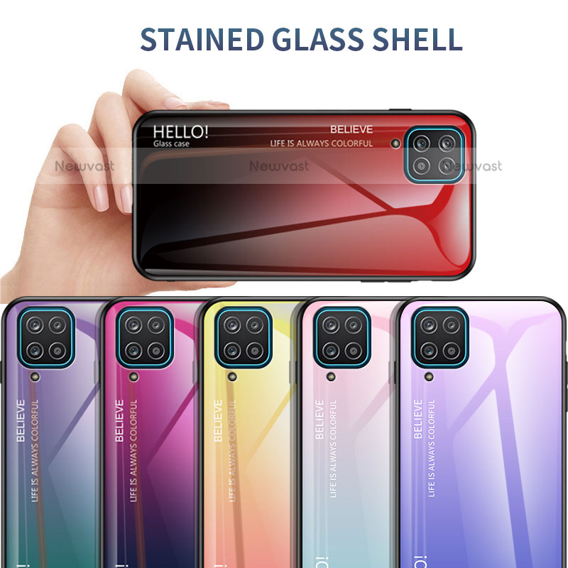 Silicone Frame Mirror Rainbow Gradient Case Cover LS1 for Samsung Galaxy F12