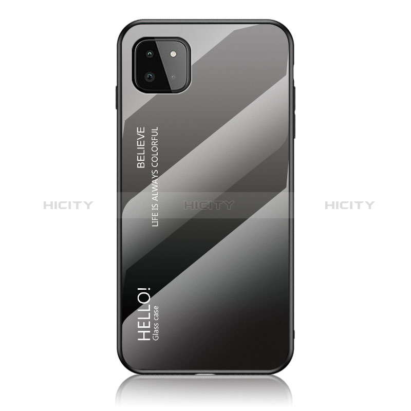 Silicone Frame Mirror Rainbow Gradient Case Cover LS1 for Samsung Galaxy F42 5G Dark Gray