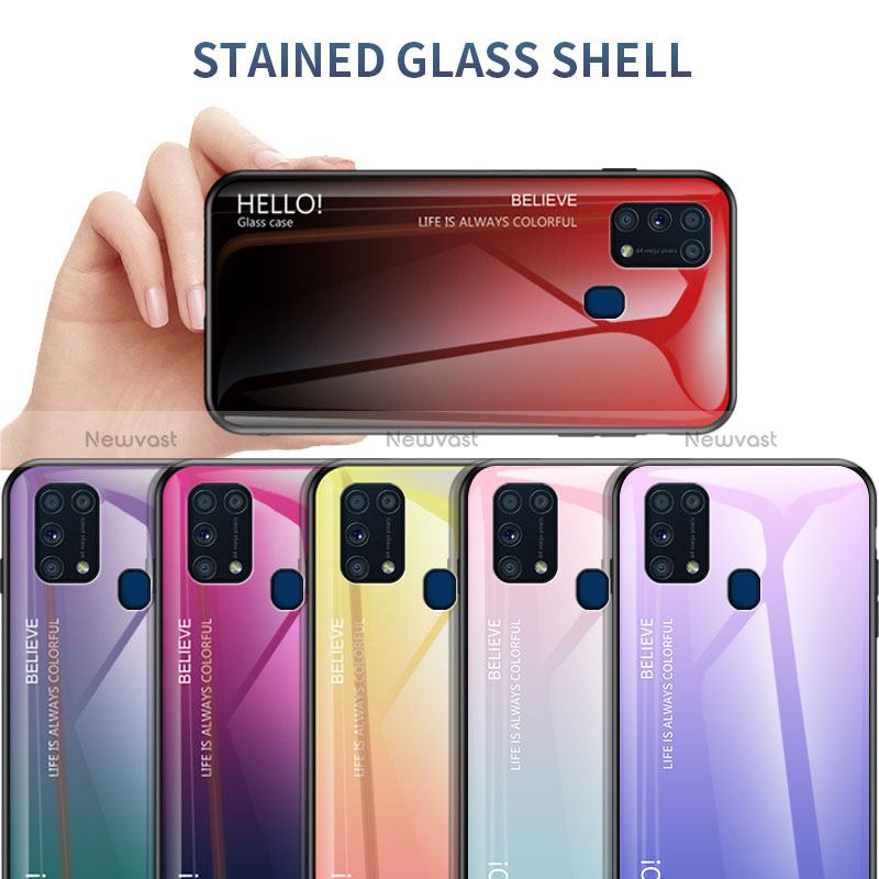 Silicone Frame Mirror Rainbow Gradient Case Cover LS1 for Samsung Galaxy M21s