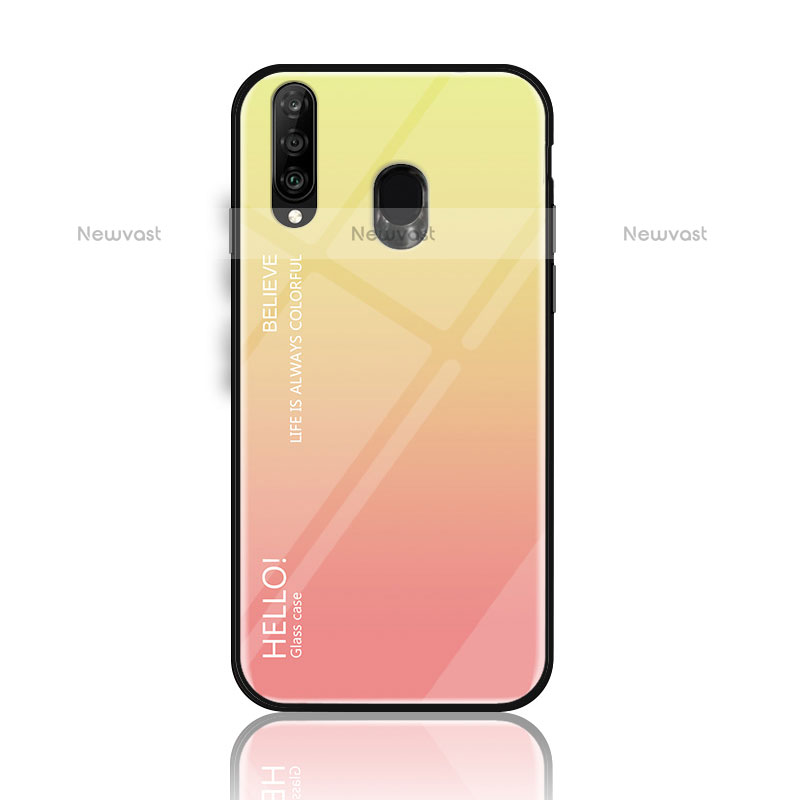 Silicone Frame Mirror Rainbow Gradient Case Cover LS1 for Samsung Galaxy M30 Yellow