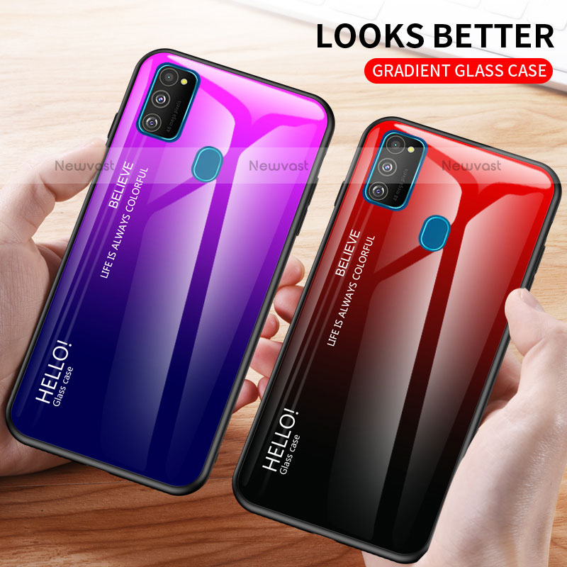 Silicone Frame Mirror Rainbow Gradient Case Cover LS1 for Samsung Galaxy M30s