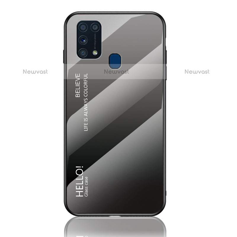 Silicone Frame Mirror Rainbow Gradient Case Cover LS1 for Samsung Galaxy M31 Dark Gray