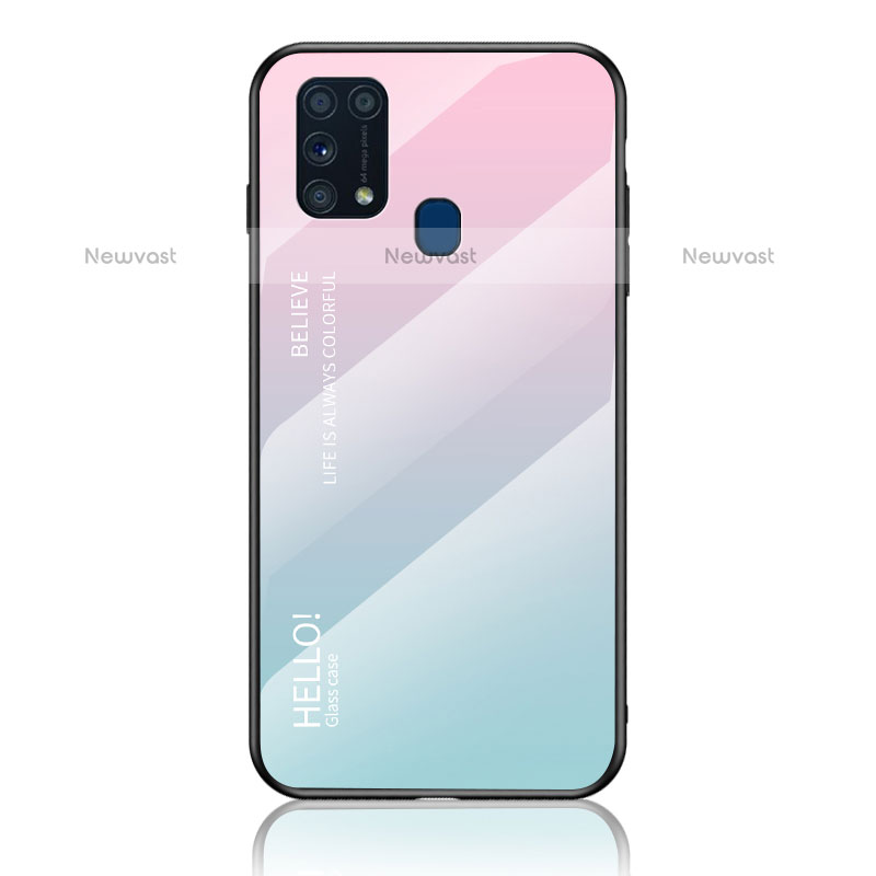 Silicone Frame Mirror Rainbow Gradient Case Cover LS1 for Samsung Galaxy M31 Prime Edition