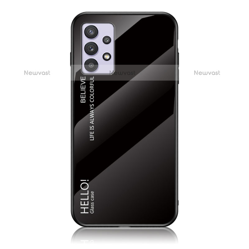 Silicone Frame Mirror Rainbow Gradient Case Cover LS1 for Samsung Galaxy M32 5G Black