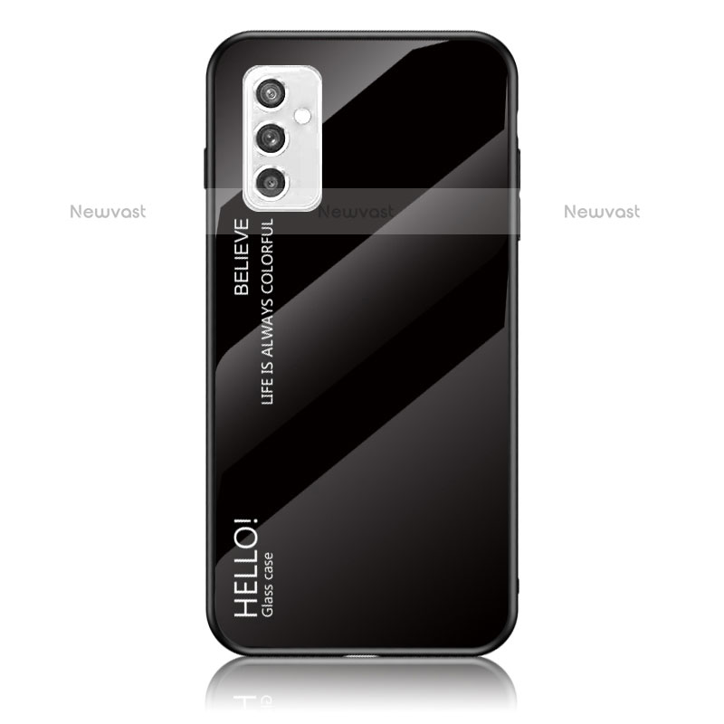 Silicone Frame Mirror Rainbow Gradient Case Cover LS1 for Samsung Galaxy M52 5G Black