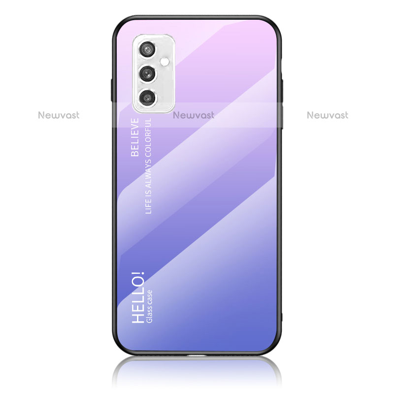 Silicone Frame Mirror Rainbow Gradient Case Cover LS1 for Samsung Galaxy M52 5G Clove Purple