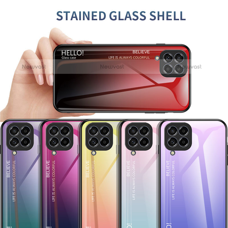 Silicone Frame Mirror Rainbow Gradient Case Cover LS1 for Samsung Galaxy M53 5G