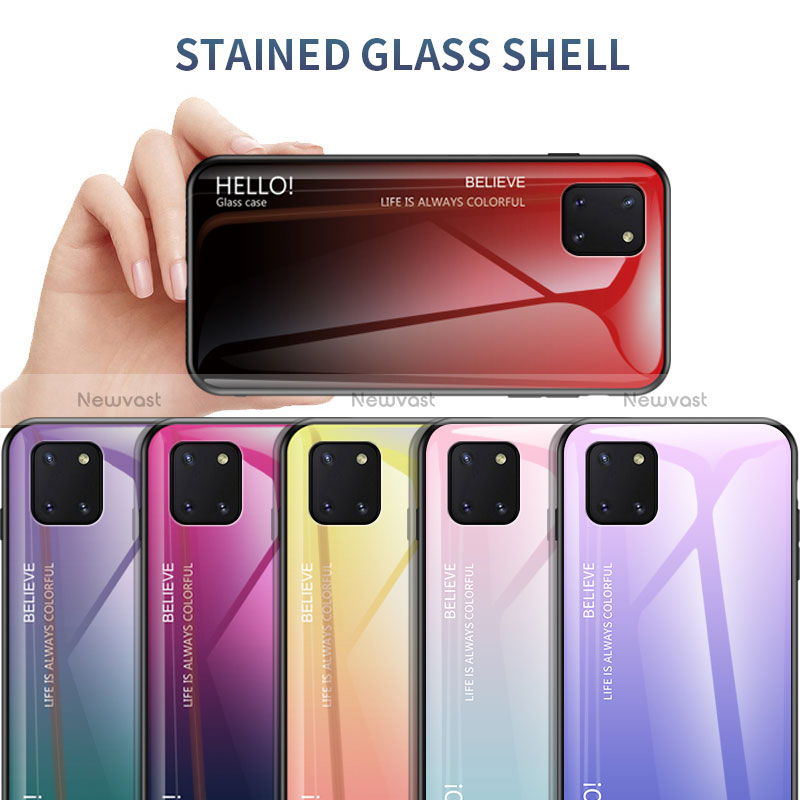 Silicone Frame Mirror Rainbow Gradient Case Cover LS1 for Samsung Galaxy M60s