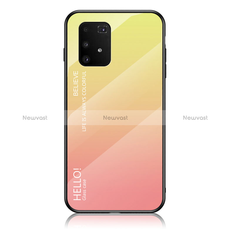 Silicone Frame Mirror Rainbow Gradient Case Cover LS1 for Samsung Galaxy S10 Lite Yellow