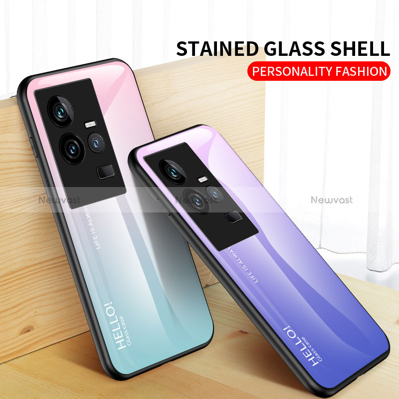 Silicone Frame Mirror Rainbow Gradient Case Cover LS1 for Vivo iQOO 11 5G