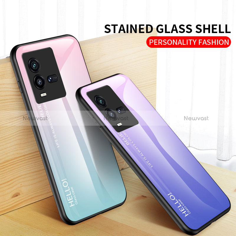 Silicone Frame Mirror Rainbow Gradient Case Cover LS1 for Vivo iQOO 9T 5G