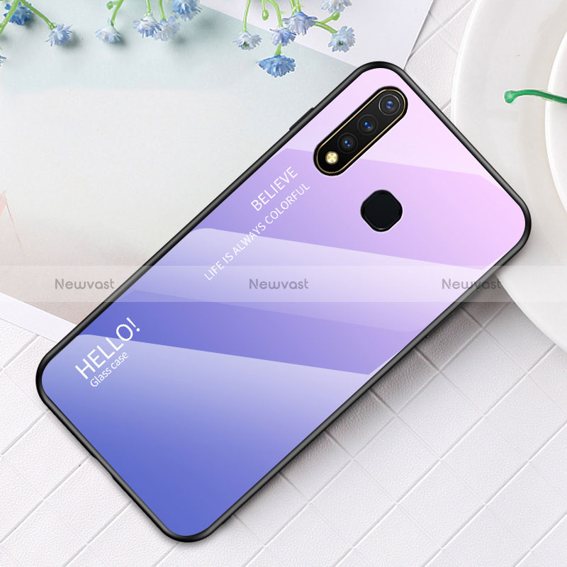 Silicone Frame Mirror Rainbow Gradient Case Cover LS1 for Vivo iQOO U3 4G