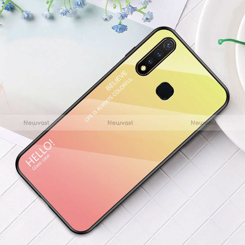 Silicone Frame Mirror Rainbow Gradient Case Cover LS1 for Vivo iQOO U3 4G