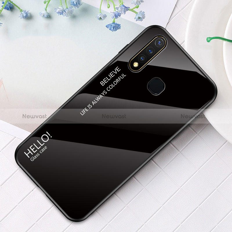 Silicone Frame Mirror Rainbow Gradient Case Cover LS1 for Vivo iQOO U3 4G Black