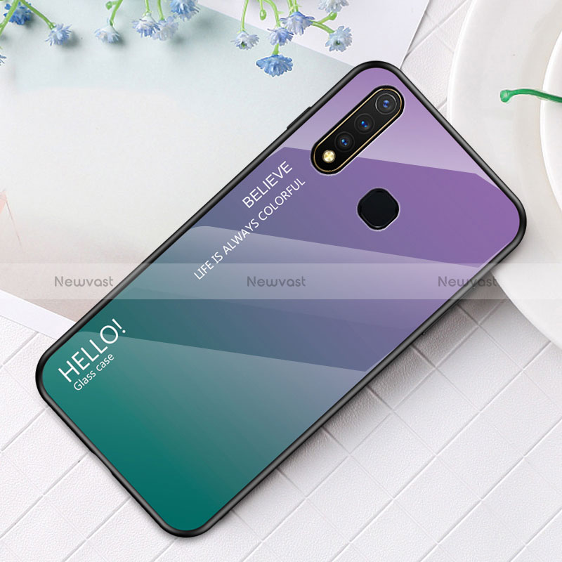 Silicone Frame Mirror Rainbow Gradient Case Cover LS1 for Vivo iQOO U3 4G Mixed