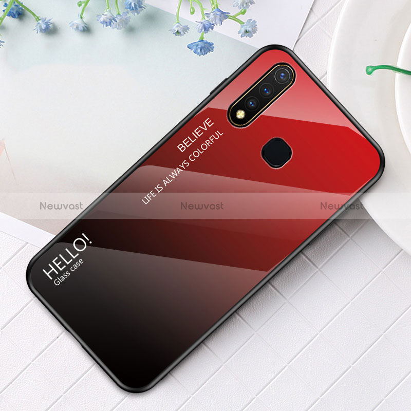 Silicone Frame Mirror Rainbow Gradient Case Cover LS1 for Vivo iQOO U3 4G Red