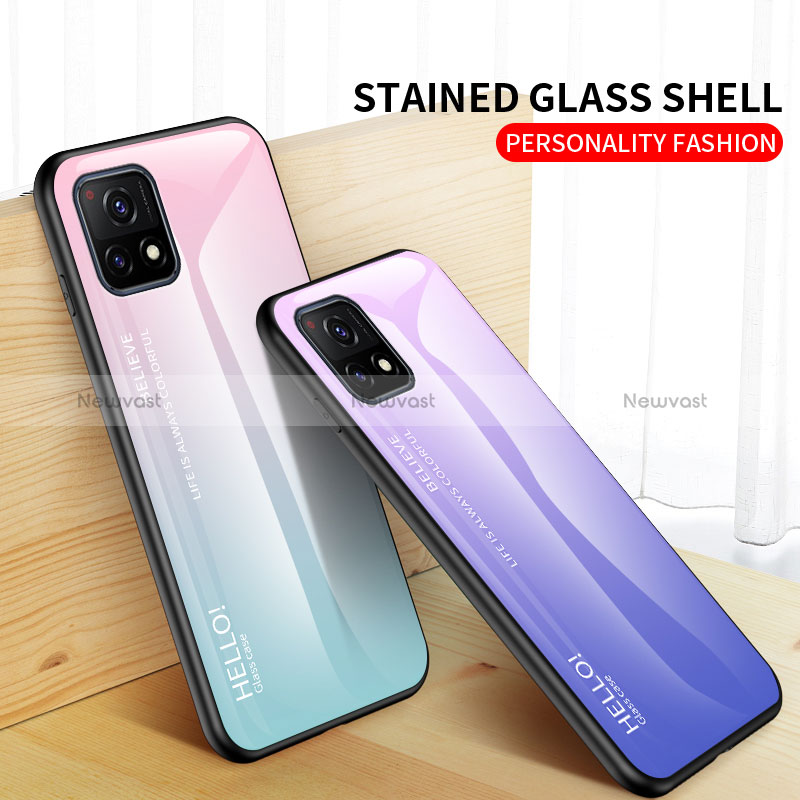 Silicone Frame Mirror Rainbow Gradient Case Cover LS1 for Vivo iQOO U3 5G