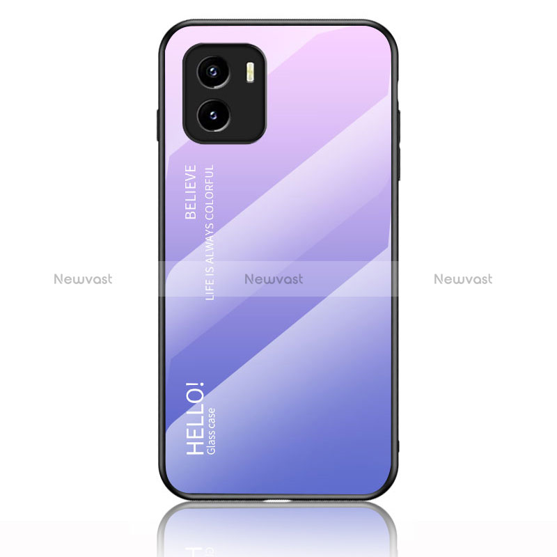 Silicone Frame Mirror Rainbow Gradient Case Cover LS1 for Vivo iQOO U5x Clove Purple