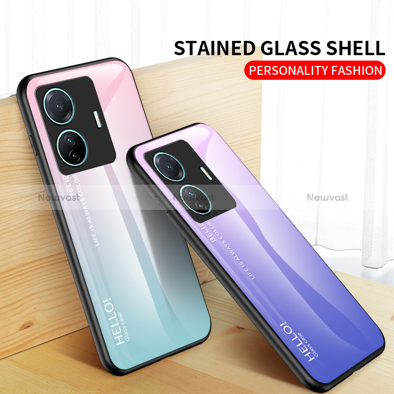 Silicone Frame Mirror Rainbow Gradient Case Cover LS1 for Vivo iQOO Z6 Pro 5G