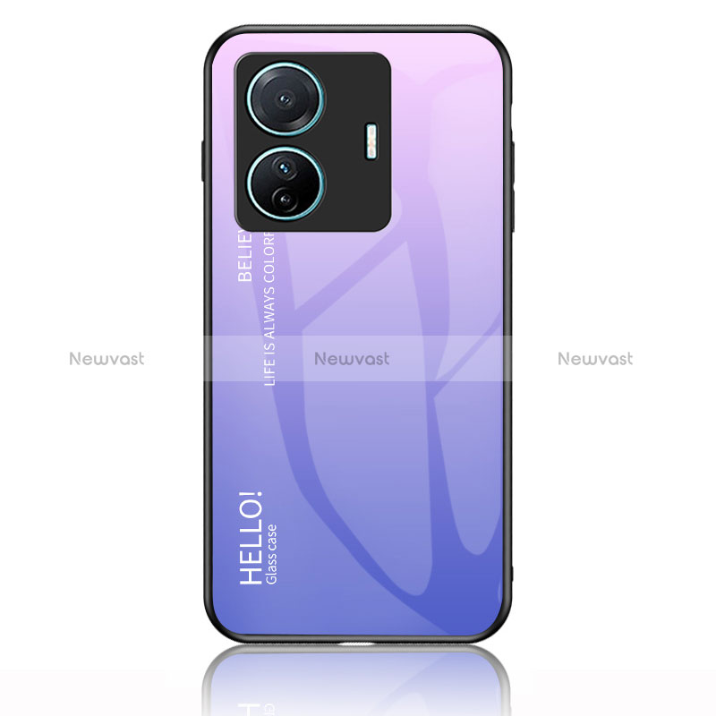 Silicone Frame Mirror Rainbow Gradient Case Cover LS1 for Vivo iQOO Z6 Pro 5G Clove Purple