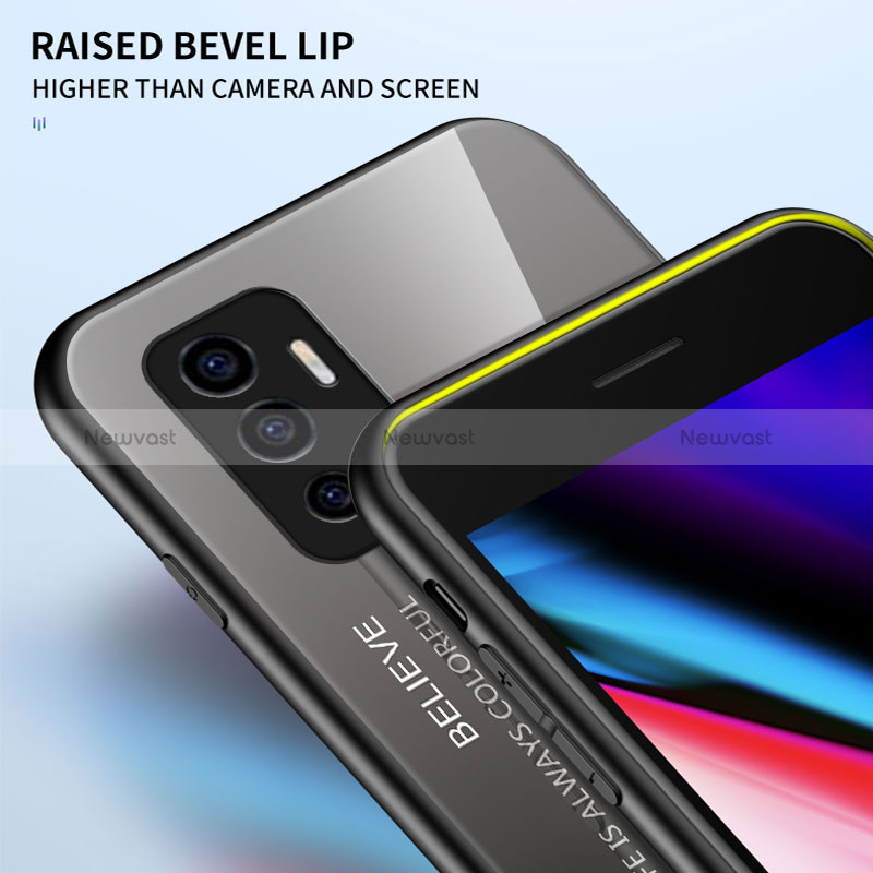 Silicone Frame Mirror Rainbow Gradient Case Cover LS1 for Vivo V23e