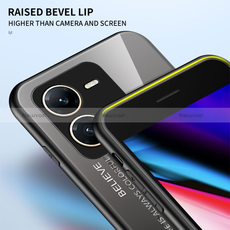 Silicone Frame Mirror Rainbow Gradient Case Cover LS1 for Vivo V25e