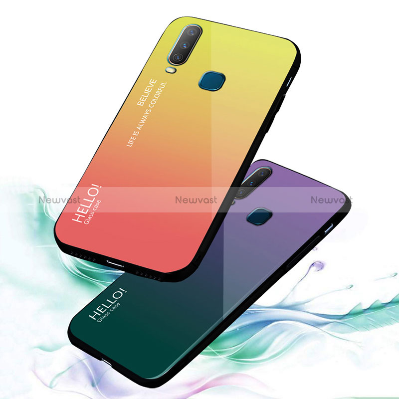 Silicone Frame Mirror Rainbow Gradient Case Cover LS1 for Vivo Y12