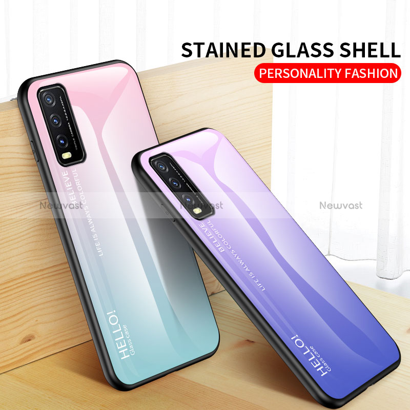 Silicone Frame Mirror Rainbow Gradient Case Cover LS1 for Vivo Y12A