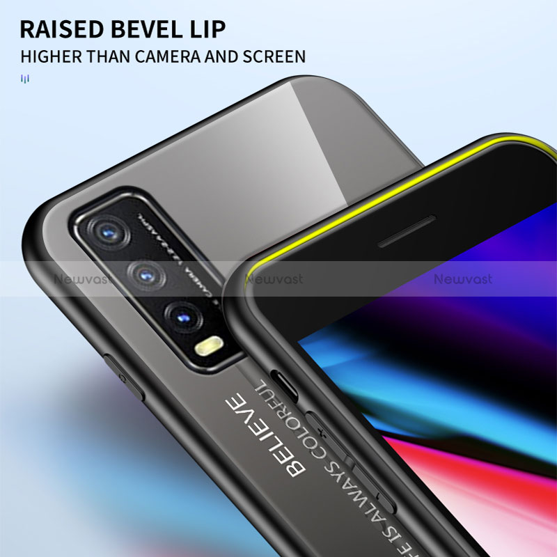 Silicone Frame Mirror Rainbow Gradient Case Cover LS1 for Vivo Y12s