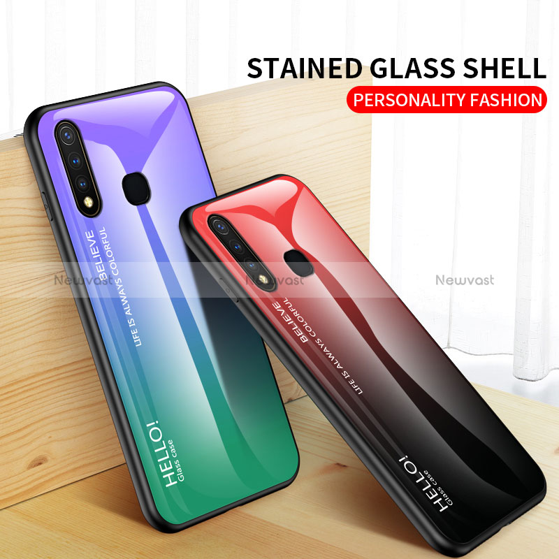 Silicone Frame Mirror Rainbow Gradient Case Cover LS1 for Vivo Y19