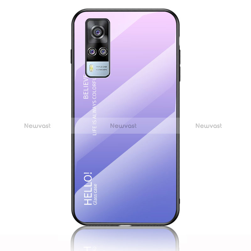 Silicone Frame Mirror Rainbow Gradient Case Cover LS1 for Vivo Y31 (2021) Clove Purple