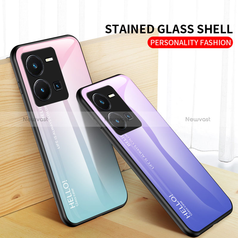 Silicone Frame Mirror Rainbow Gradient Case Cover LS1 for Vivo Y35 4G