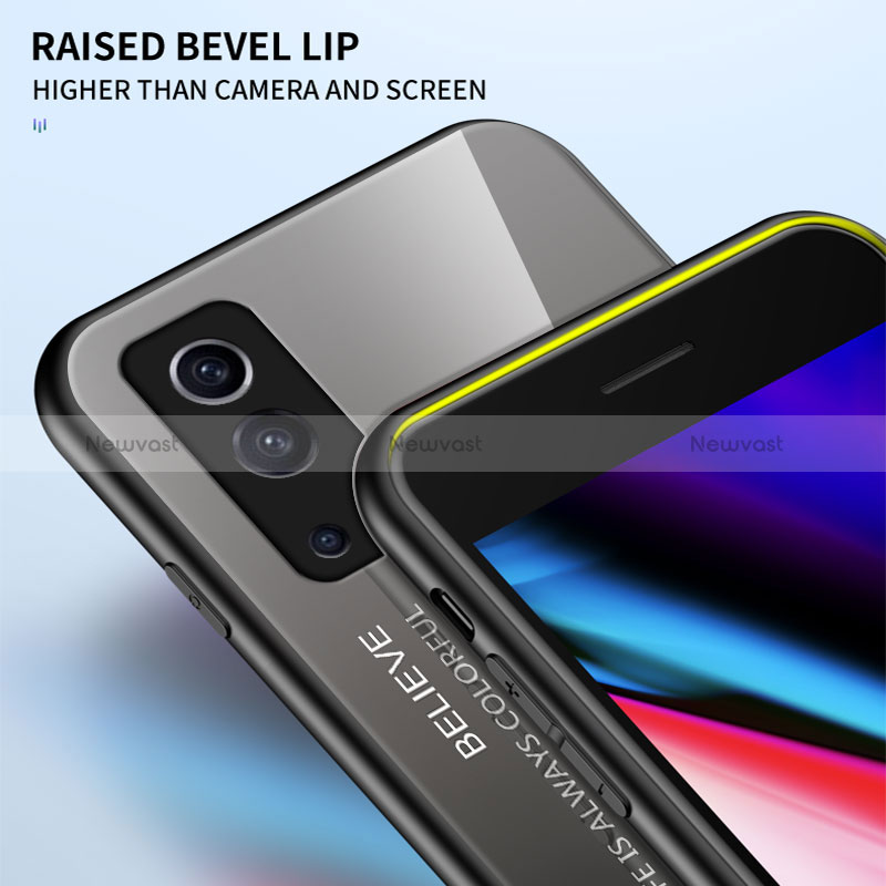 Silicone Frame Mirror Rainbow Gradient Case Cover LS1 for Vivo Y52 5G