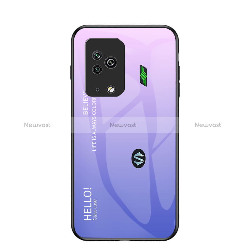 Silicone Frame Mirror Rainbow Gradient Case Cover LS1 for Xiaomi Black Shark 5 Pro 5G Clove Purple