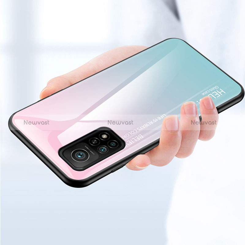 Silicone Frame Mirror Rainbow Gradient Case Cover LS1 for Xiaomi Mi 10T 5G