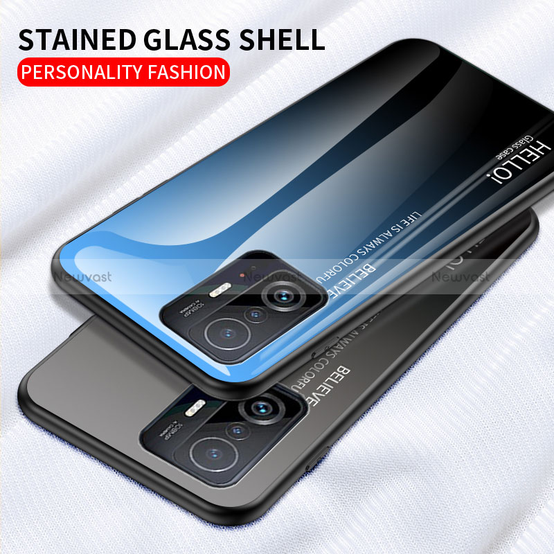 Silicone Frame Mirror Rainbow Gradient Case Cover LS1 for Xiaomi Mi 11T 5G