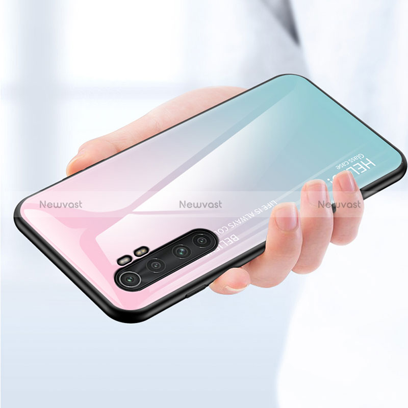 Silicone Frame Mirror Rainbow Gradient Case Cover LS1 for Xiaomi Mi Note 10 Lite