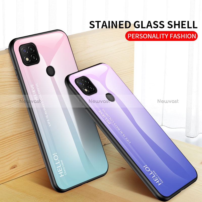 Silicone Frame Mirror Rainbow Gradient Case Cover LS1 for Xiaomi POCO C3