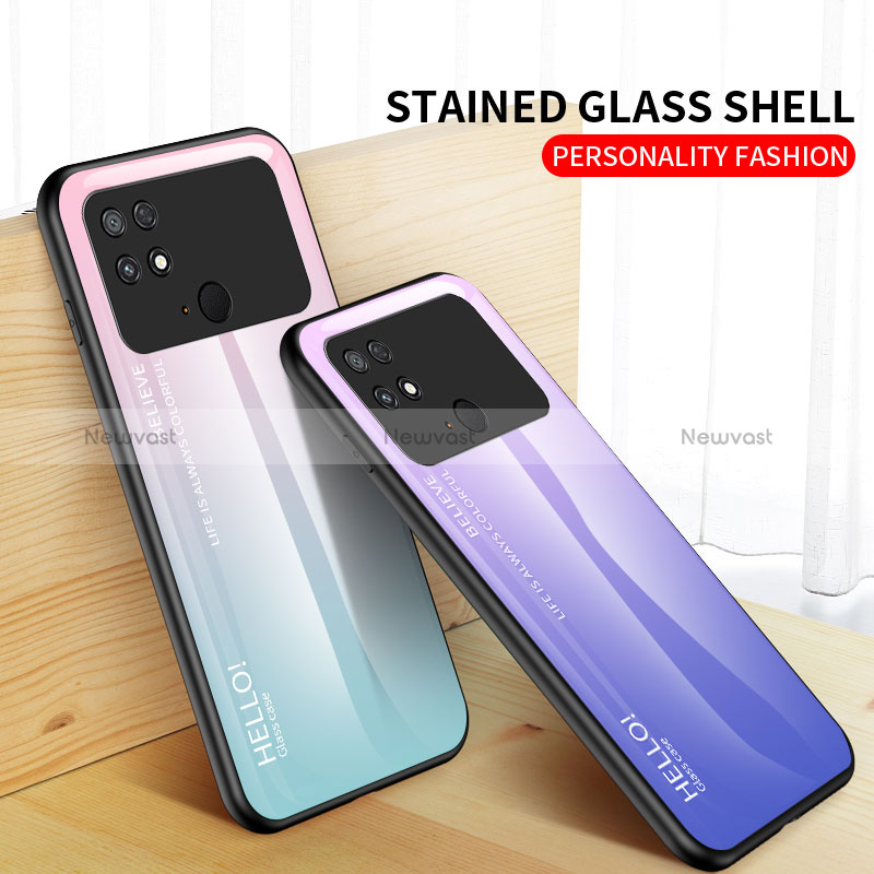 Silicone Frame Mirror Rainbow Gradient Case Cover LS1 for Xiaomi Poco C40