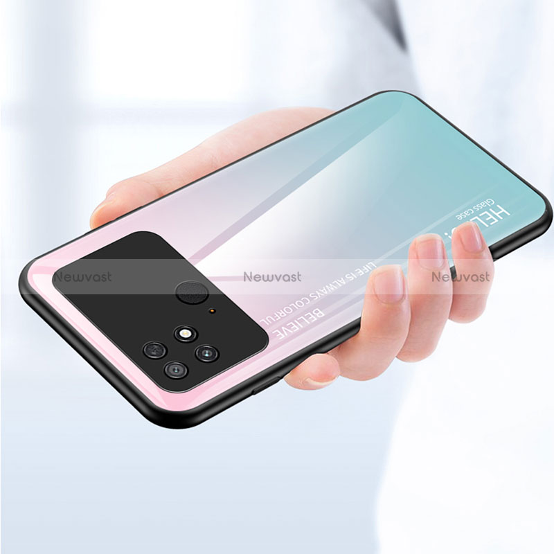 Silicone Frame Mirror Rainbow Gradient Case Cover LS1 for Xiaomi Poco C40