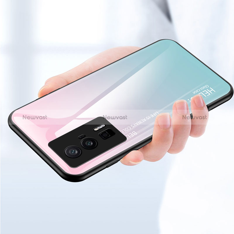 Silicone Frame Mirror Rainbow Gradient Case Cover LS1 for Xiaomi Poco F5 Pro 5G