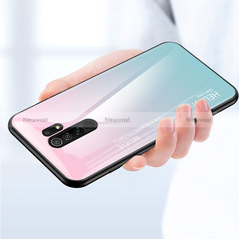 Silicone Frame Mirror Rainbow Gradient Case Cover LS1 for Xiaomi Poco M2