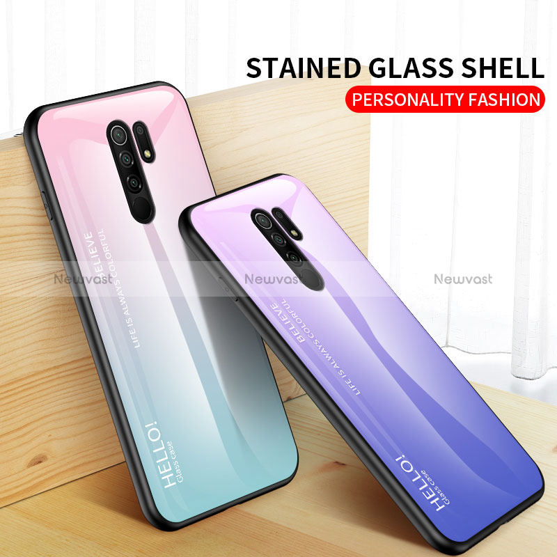 Silicone Frame Mirror Rainbow Gradient Case Cover LS1 for Xiaomi Poco M2