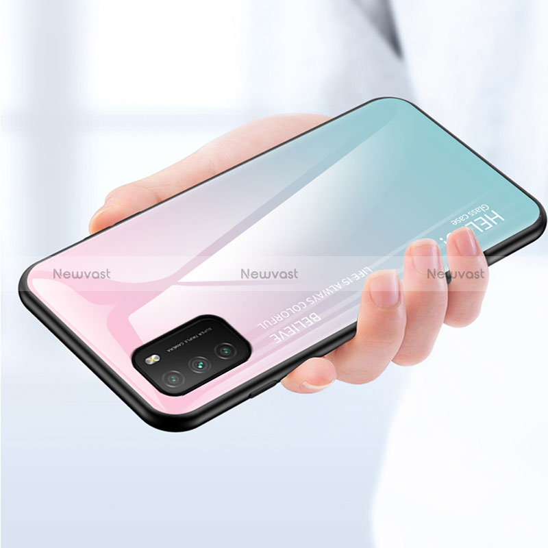 Silicone Frame Mirror Rainbow Gradient Case Cover LS1 for Xiaomi Poco M3