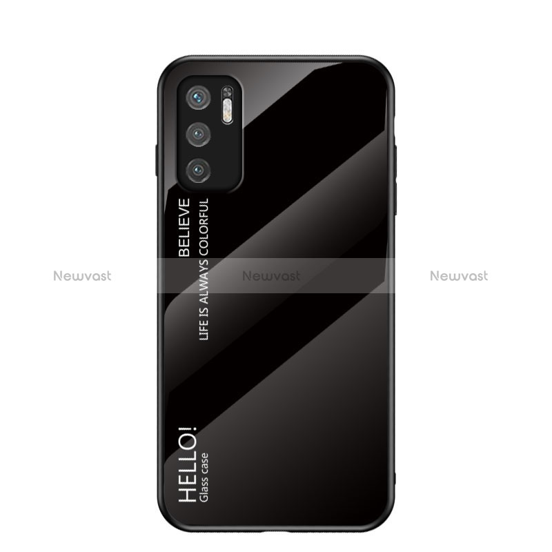 Silicone Frame Mirror Rainbow Gradient Case Cover LS1 for Xiaomi POCO M3 Pro 5G Black