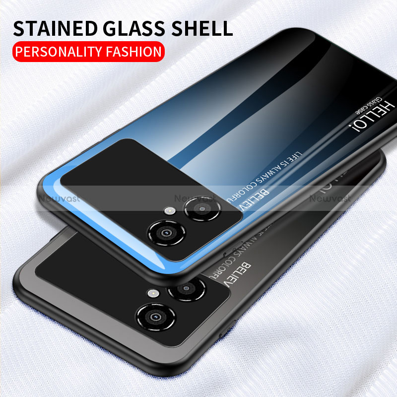 Silicone Frame Mirror Rainbow Gradient Case Cover LS1 for Xiaomi Poco M4 5G