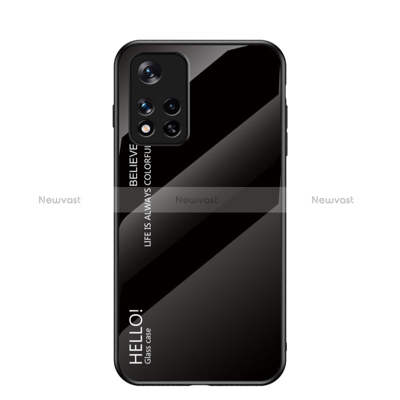 Silicone Frame Mirror Rainbow Gradient Case Cover LS1 for Xiaomi Poco M4 Pro 5G Black