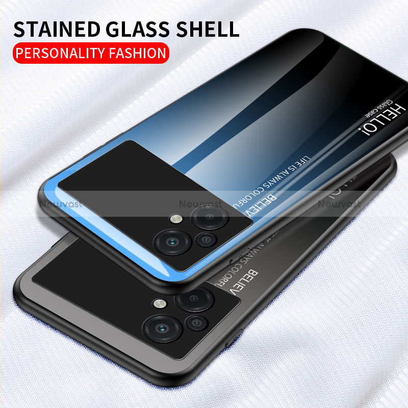 Silicone Frame Mirror Rainbow Gradient Case Cover LS1 for Xiaomi Poco M5 4G